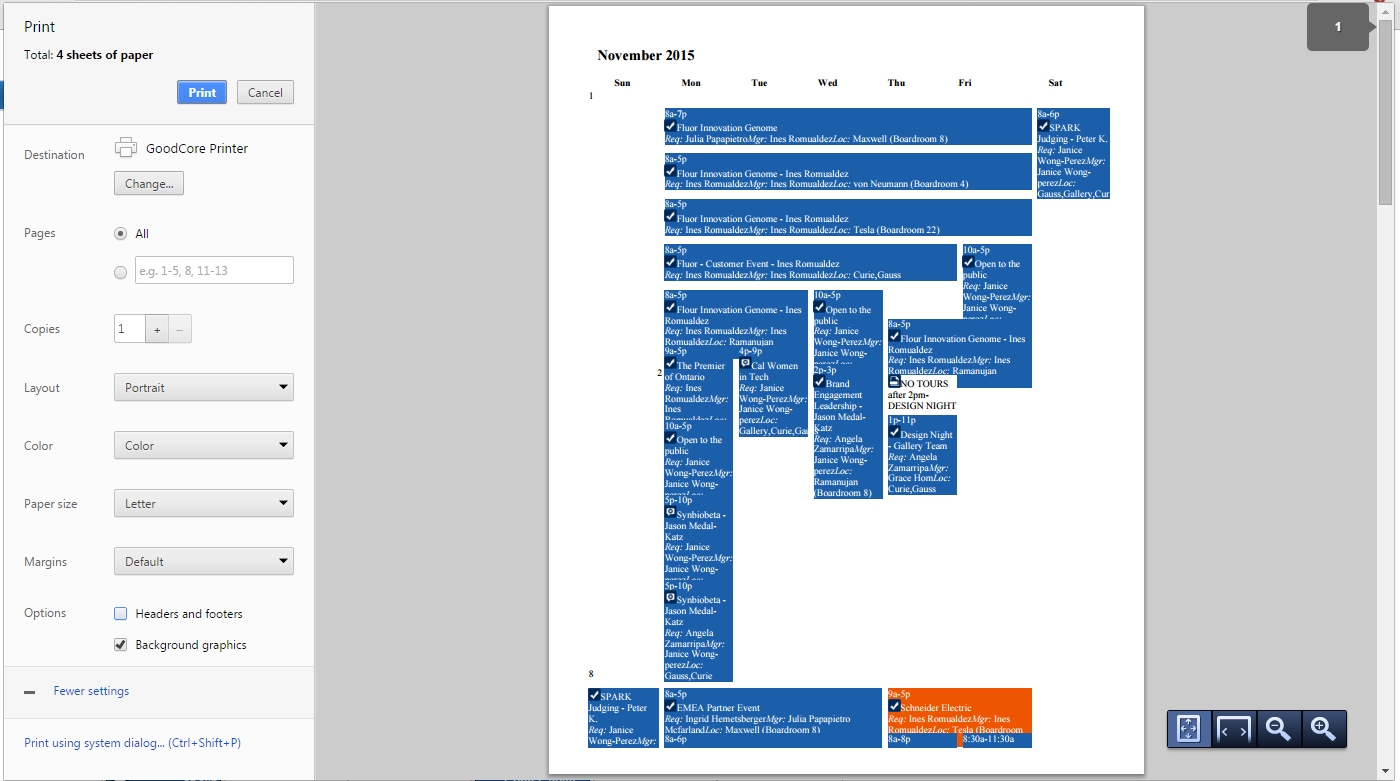 While Printing Calendar In Google Chrome, Border Are Not Showing Up Calendar Not Printing In Color