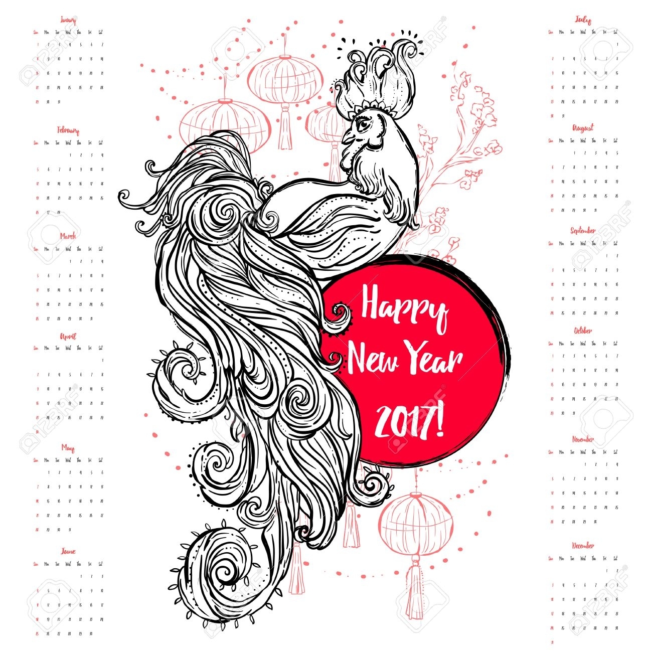 Zodiac Signs Of Rooster. Chinese Happy New Year 2017 Beautiful Zodiac Calendar And Dates