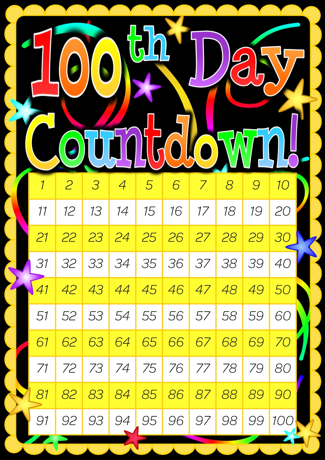 100 Day Countdown Poster. Included Is A 200 Day Countdown Poster Christmas Countdown Calendar 100 Days