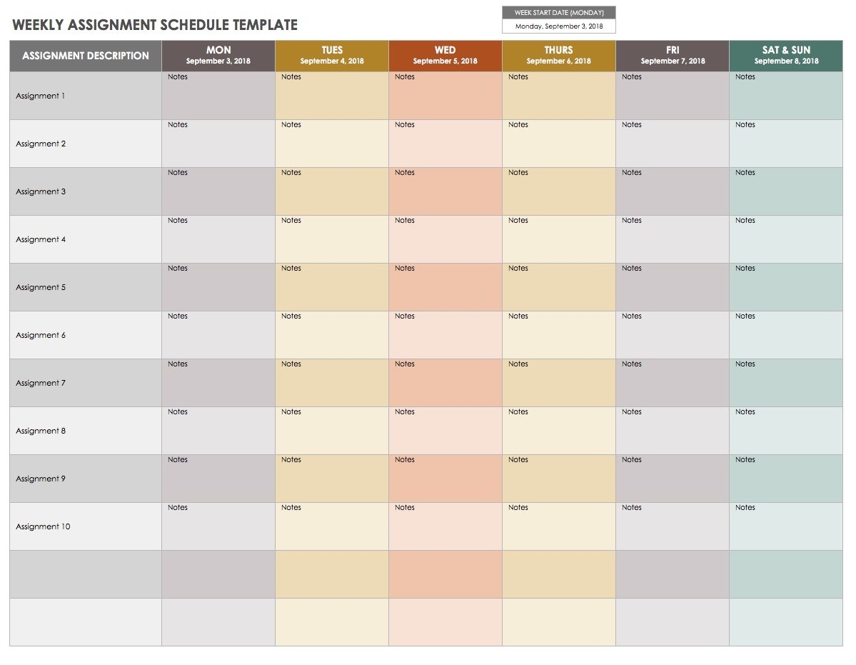 15 Free Weekly Calendar Templates | Smartsheet 6 Week Calendar Template Excel