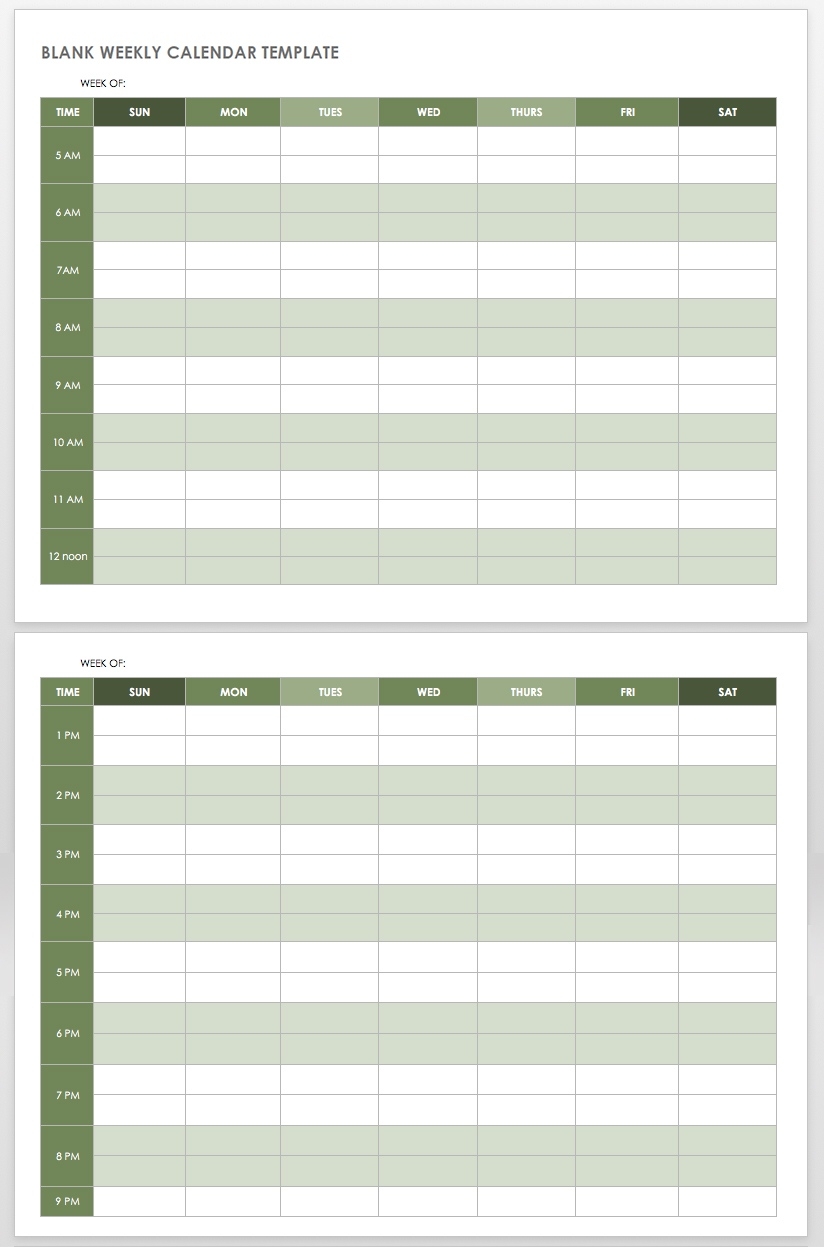 15 Free Weekly Calendar Templates | Smartsheet A Week Calendar Template