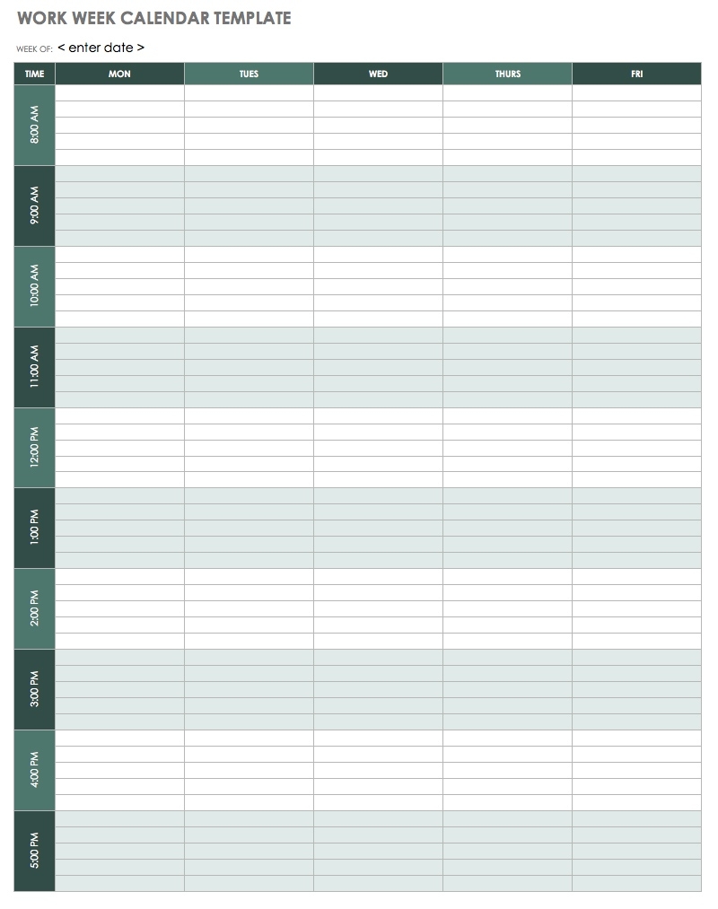 15 Free Weekly Calendar Templates | Smartsheet Free Printable Calendar Templates Excel