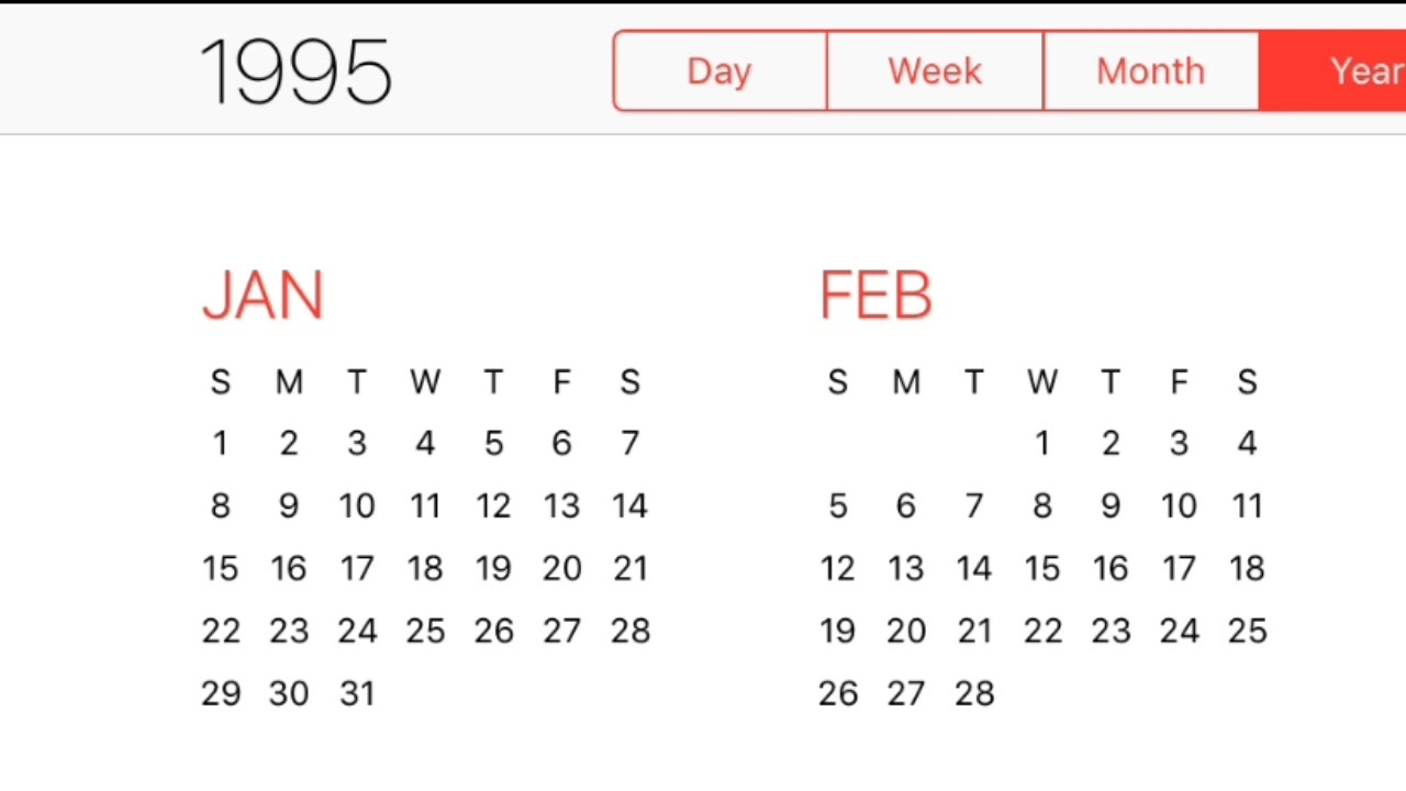 1995 Calendar - Youtube Calendar 1995 Holidays India