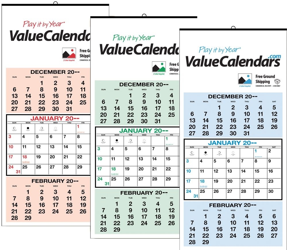 2017 3 Months-At-A-Glance Calendar | 12-1/4&quot; X 25-1/4&quot; Commercial 3 Calendar 3 Month View