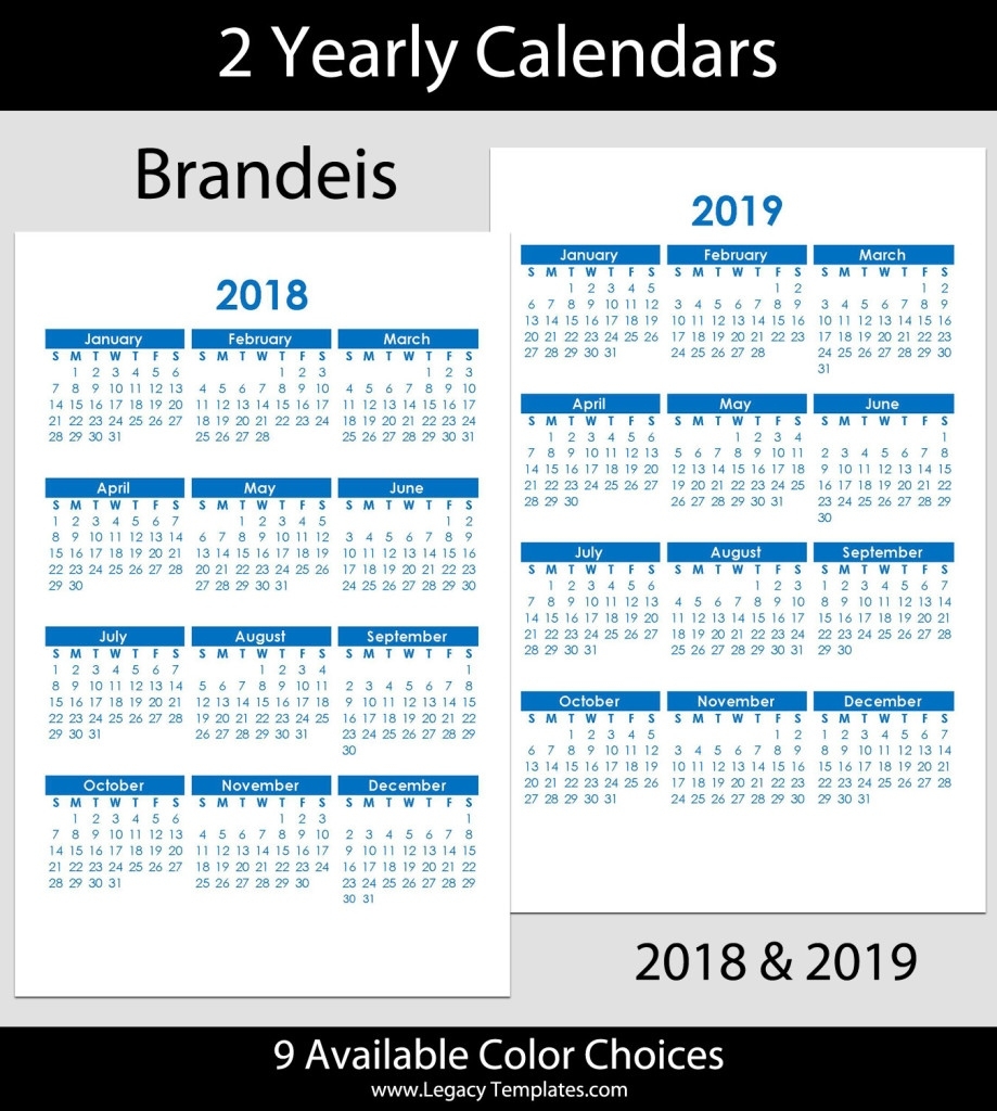 2018 &amp; 2019 Yearly Calendar – 5.5 X 8.5 | Legacy Templates 8.5 X 14 Calendar Template