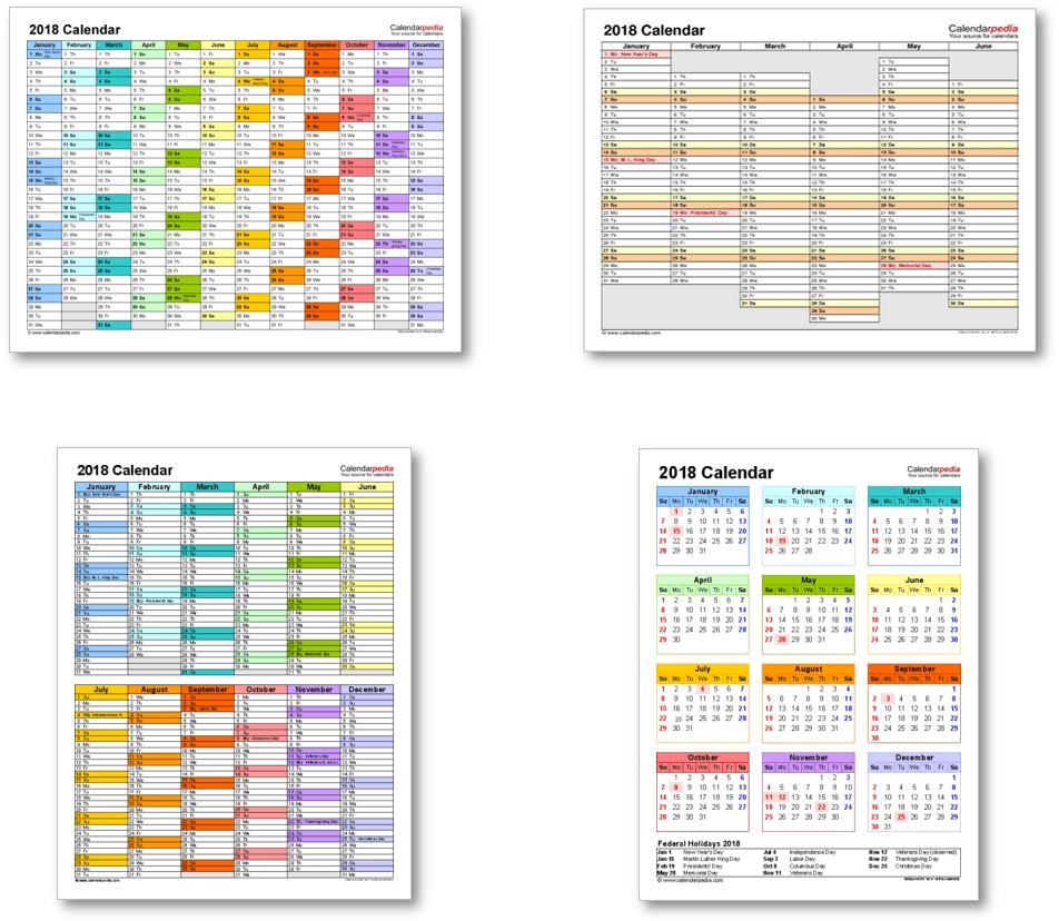 2018 Calendar With Federal Holidays &amp; Excel/pdf/word Templates Calendar Template Date And Time