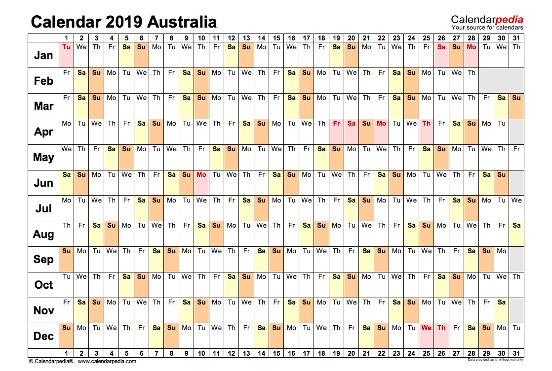 2019 Printable Calendar For Australia – Public Holidays – Printable Calendar Public Holidays Australia