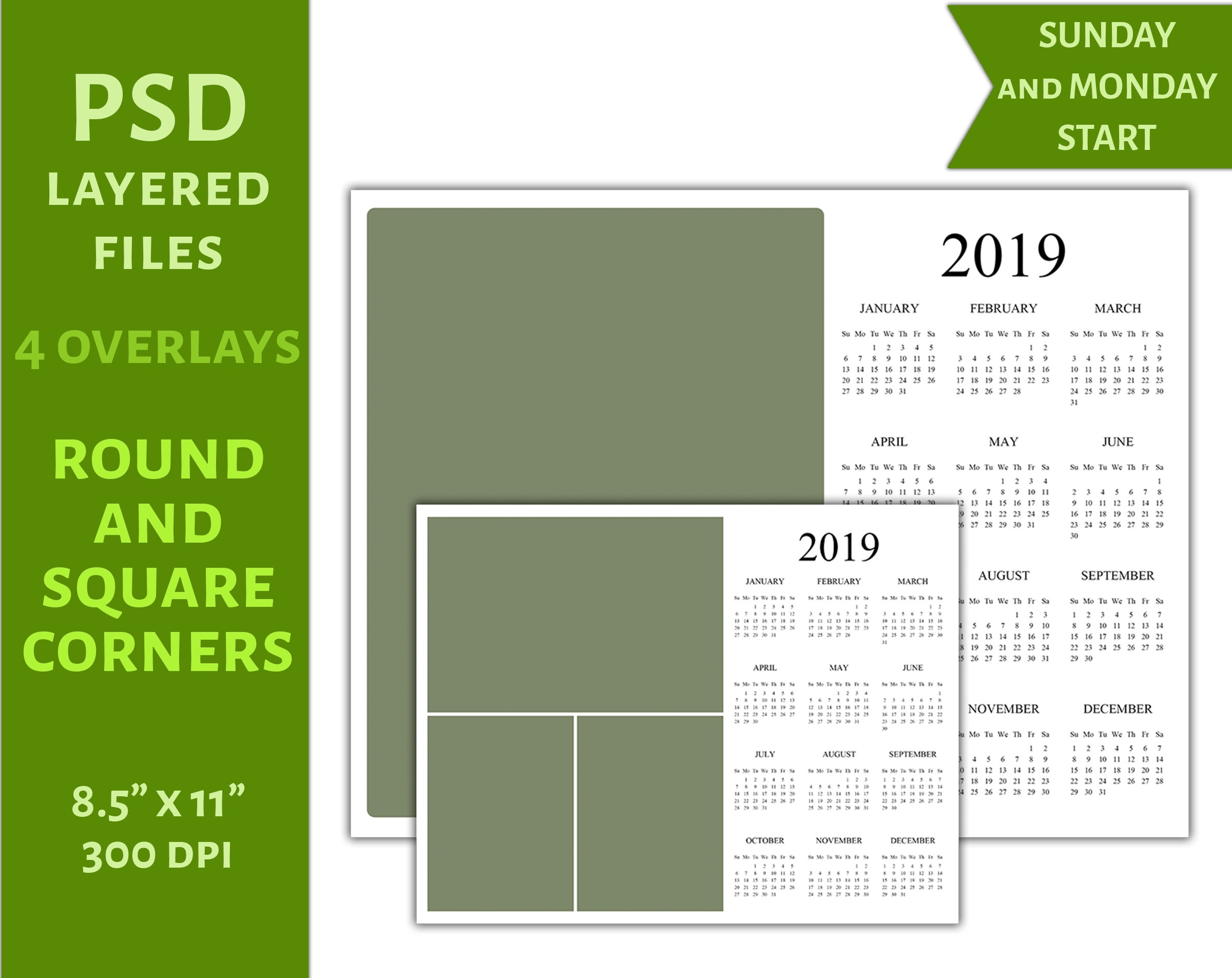 2019 Psd Calendar Template 8.5X11 C22 Personal | Etsy 8.5 X 14 Calendar Template