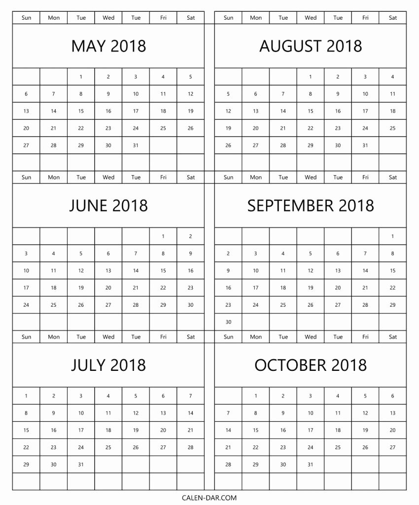 6 Month Printable Calendar - Yok.kubkireklamowe.co 6 Month Calendar Blank