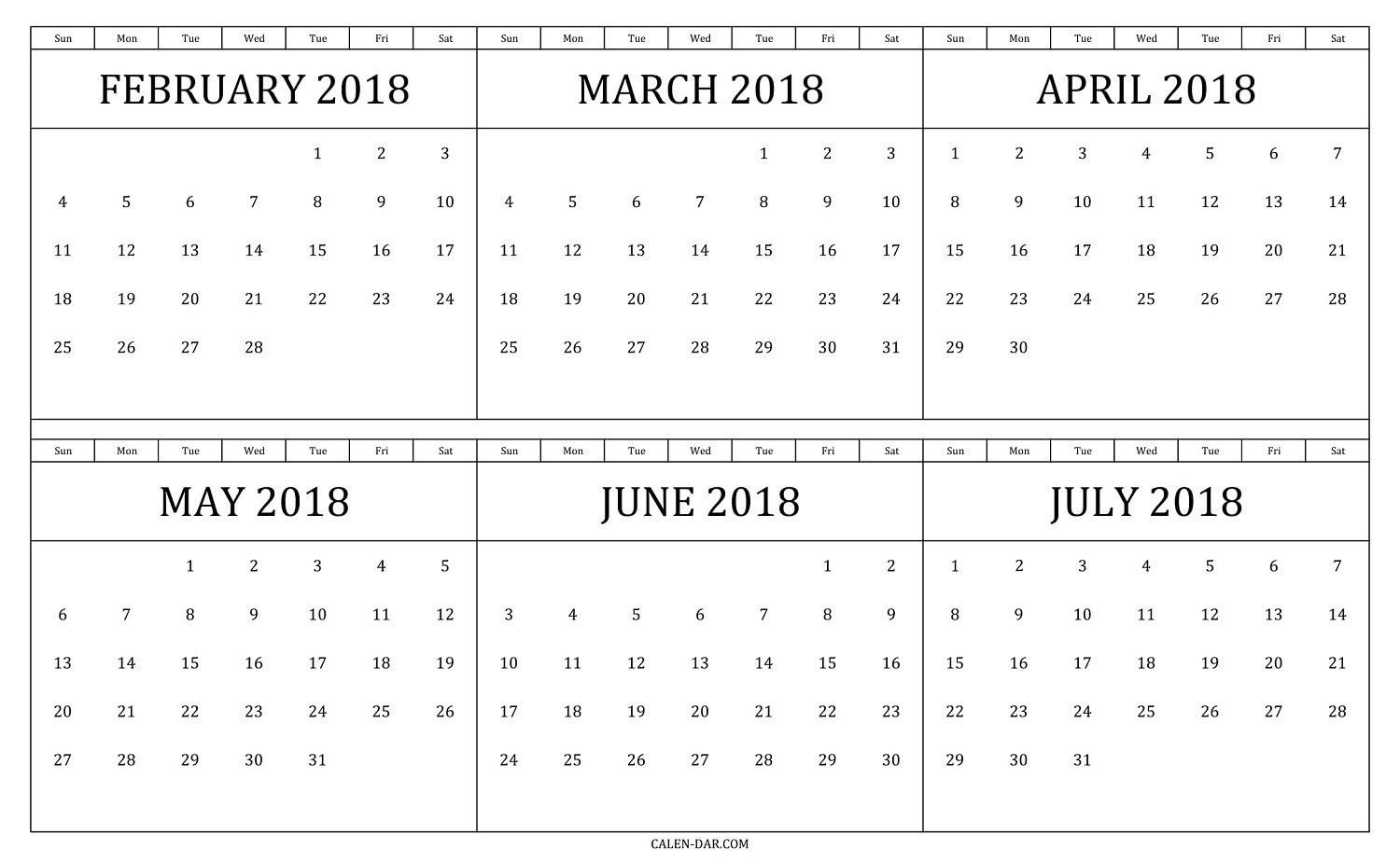 6 Monthly Calendar Within Six Month Calendar Template - Free Print Calendar 6 Months