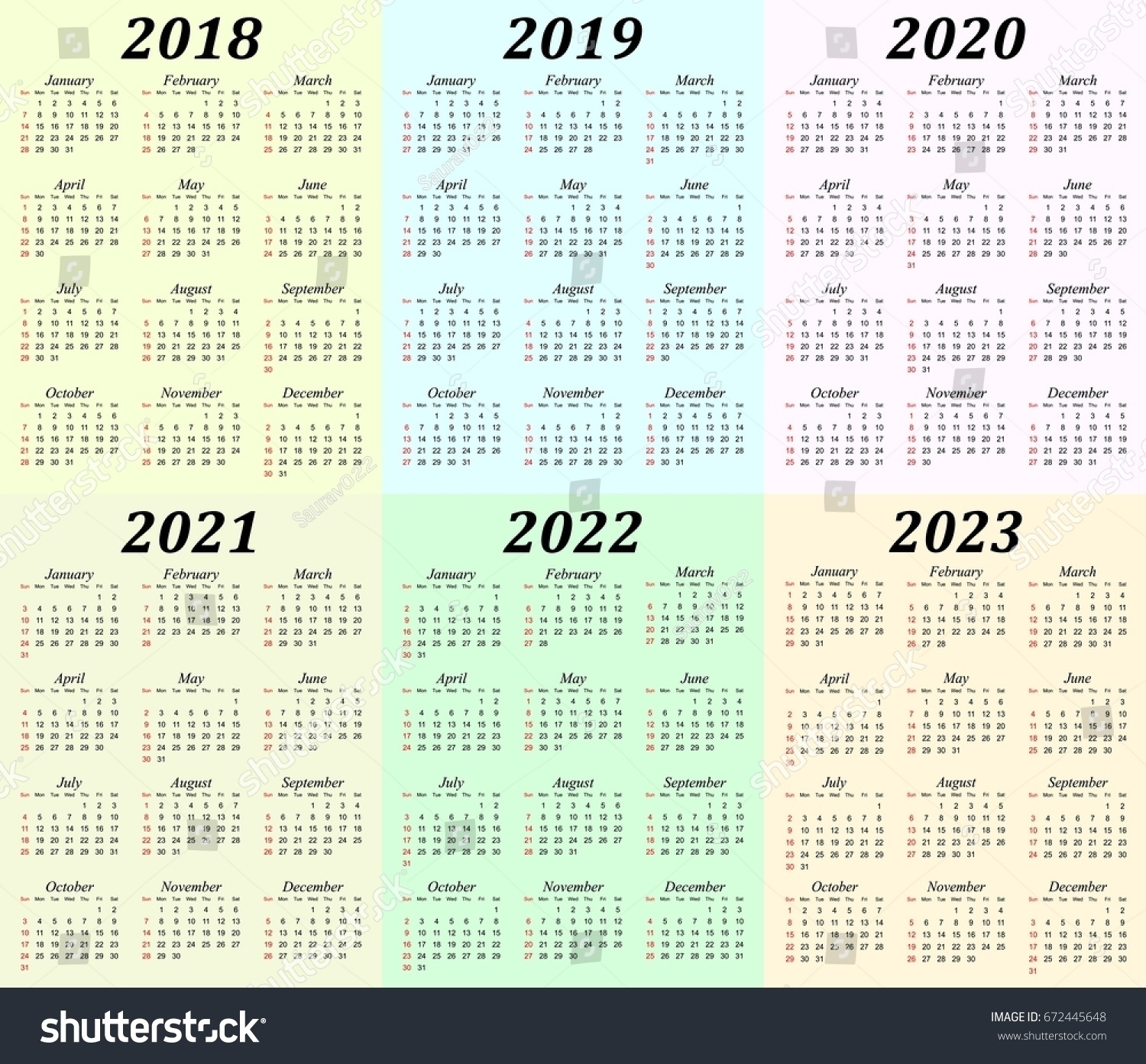 6 Year Calendar 2019 To 2023 | Ten Free Printable Calendar 2019-2020 Free 5 Year Calendar Template