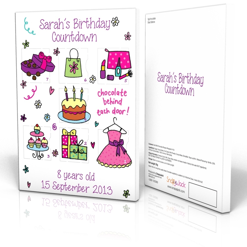 7 Day Calendar - Girl Birthday - Snapajack 7 Day Countdown Calendar