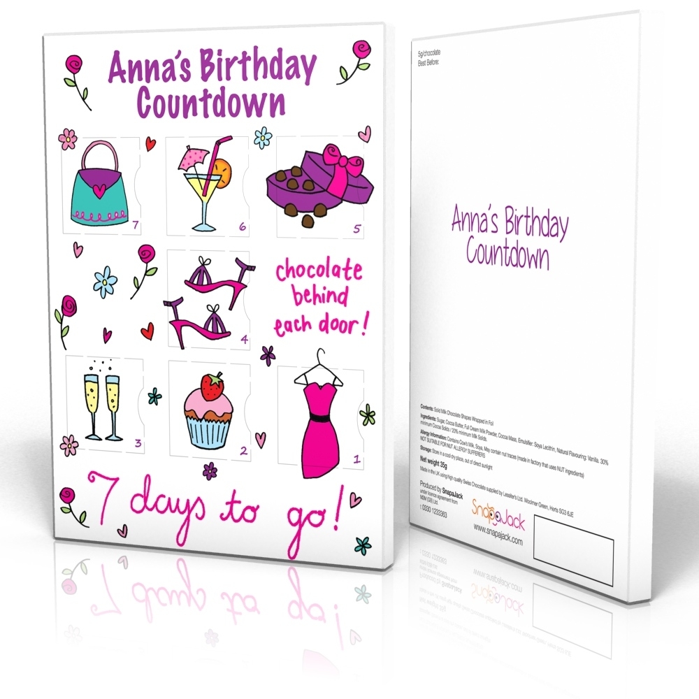 7 Day Calendar - Girlie Birthday 7 Day Countdown Calendar