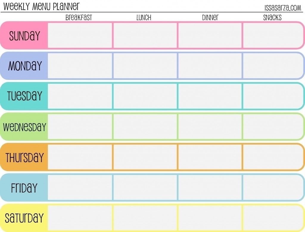 7 Days A Week Planner | Blank Calendar Template Weekly Calendar A Week Calendar Template