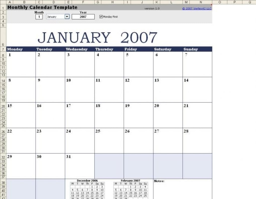 8 X 10 Monthly Calendar • Printable Blank Calendar Template 7 X 10 Monthly Calendar