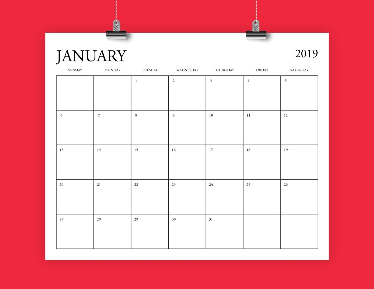 8X10 Inch 2019 Calendar Template Fits 8.5 X 11 | Etsy 8.5 X 14 Calendar Template