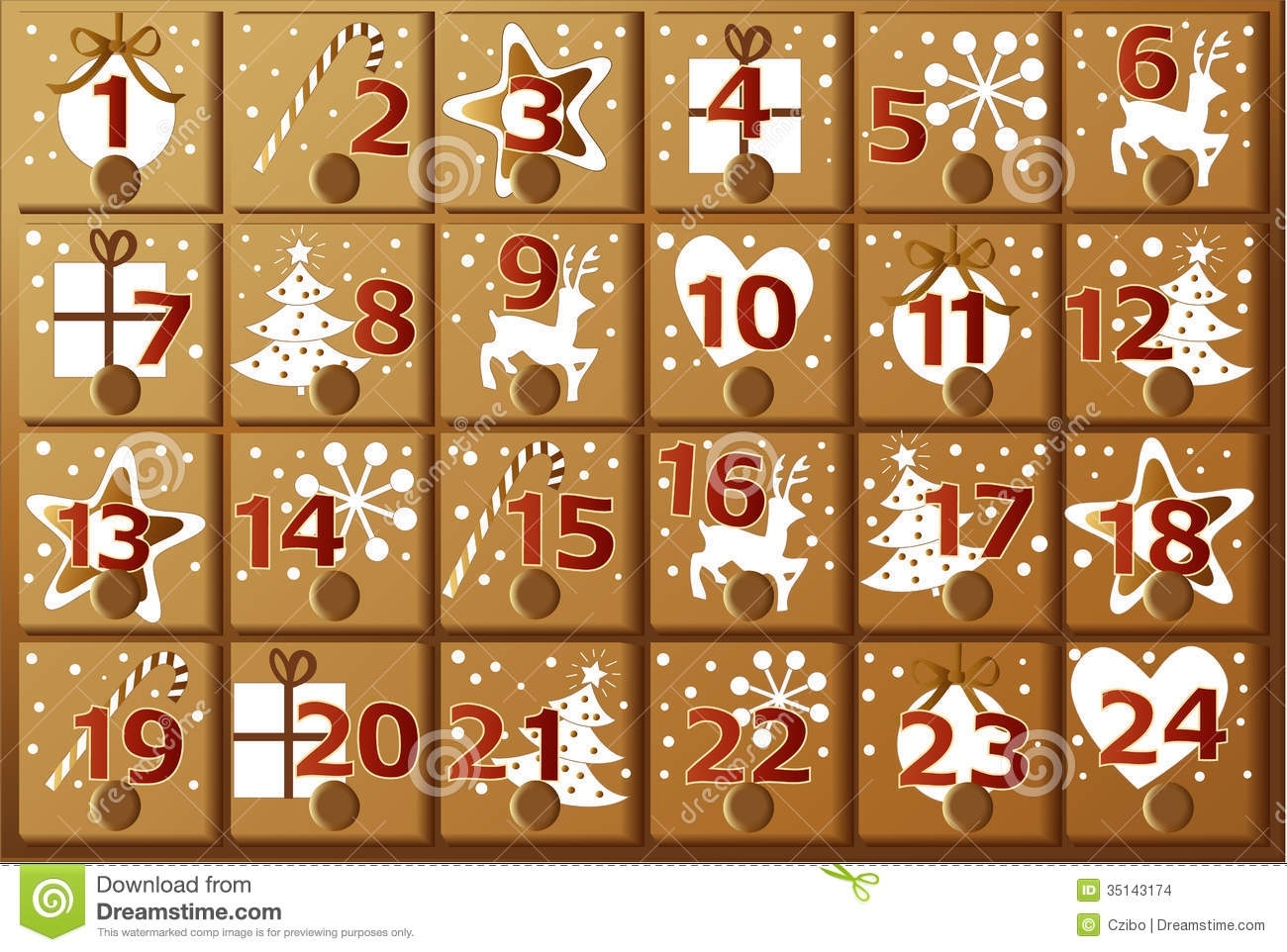 Advent Calendar Stock Vector. Illustration Of Greeting - 35143174 Christmas Countdown Calendar Gifts