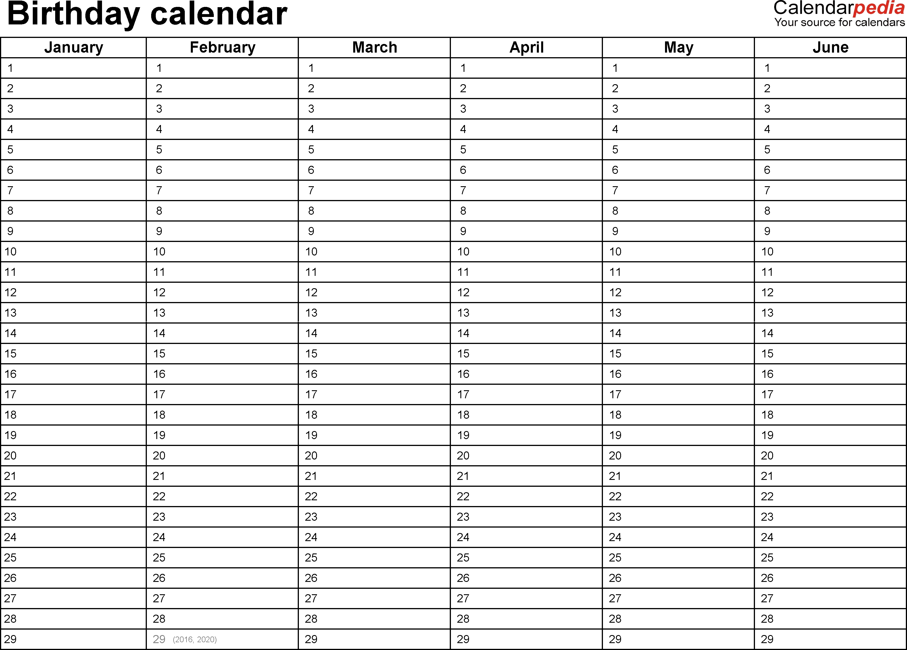 Annual-Birthday-Calendar-Templates-Blank-Birthday-Calendar-Template-Pdf Extraordinary Blank Yearly Calendar Template Pdf