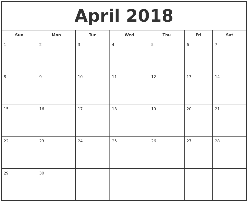 April Printable Calendar - Printable Calendar &amp; Birthday Cards Monthly Calendar To Print Free