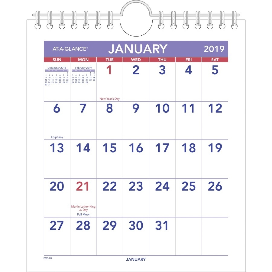 At-A-Glance One-Page-Per-Month Mini Wall Calendar - Aagpm528 Monthly Calendar On One Page