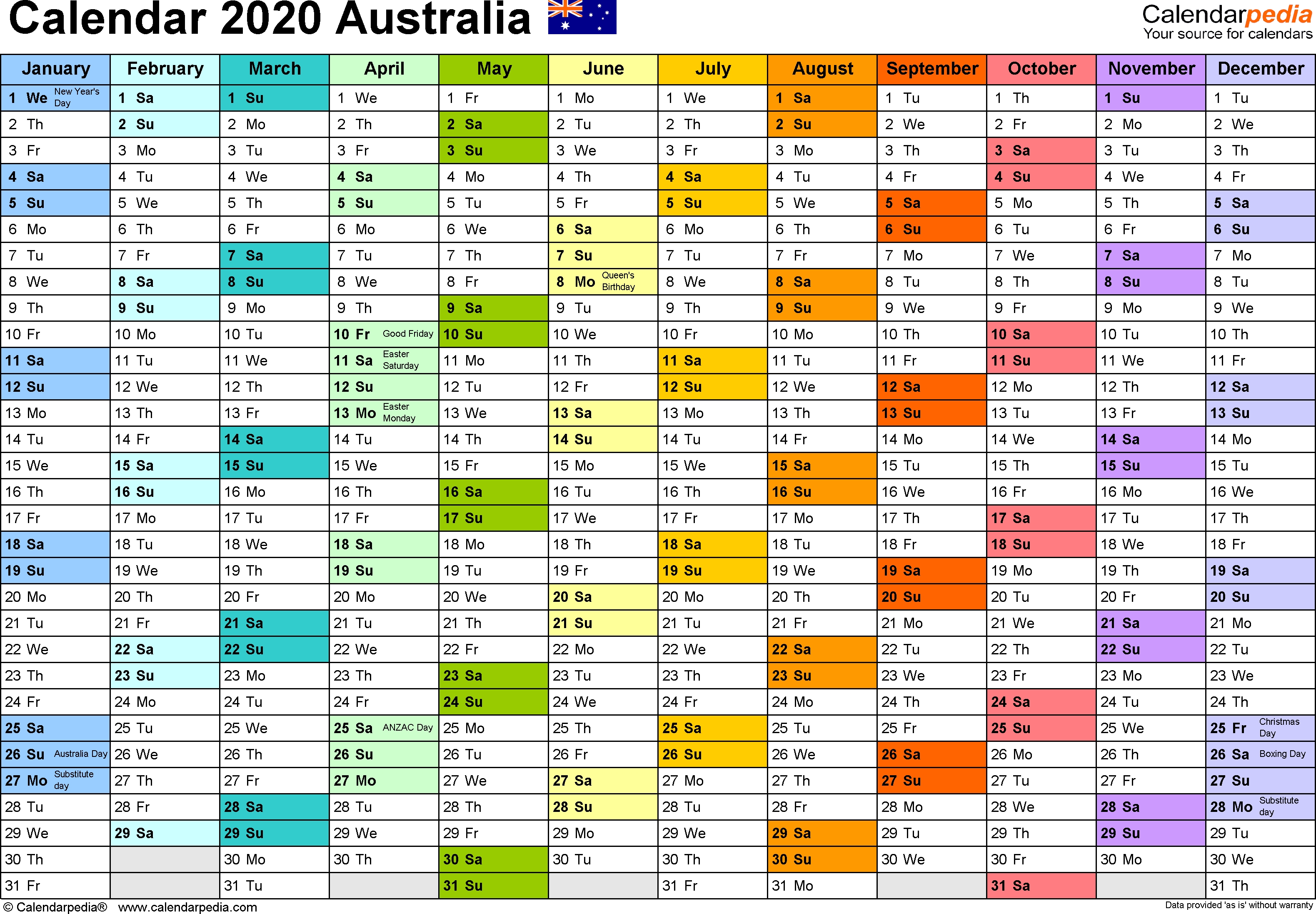 Australia Calendar 2020 - Free Printable Pdf Templates 2020 School Calendar Qld
