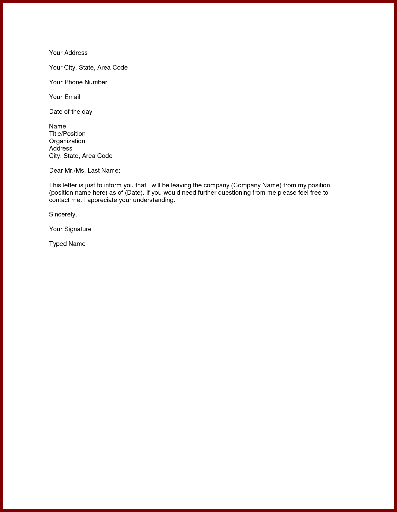 Awesome Collection Of Resignation Letter Format With Notice Period 1 Calendar Month Notice Period Definition