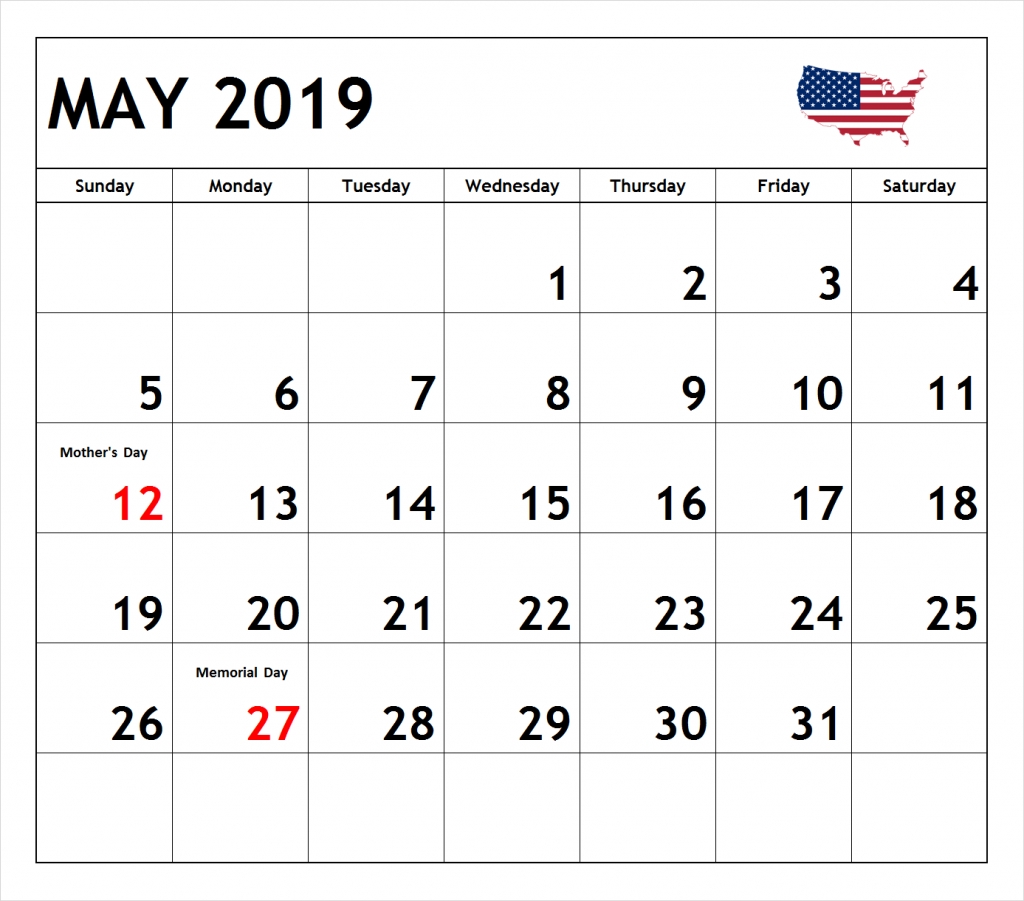 Best May 2019 Blank Calendar | Printable | Template | Free Calendar Blank Calendar With Holidays