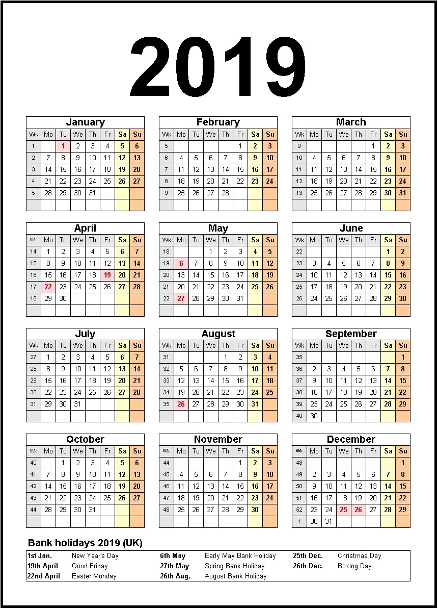 Best Of 2019 Calendar Holidays Printable | Printable Calendar Design Impressive Blank Calendar With Holidays