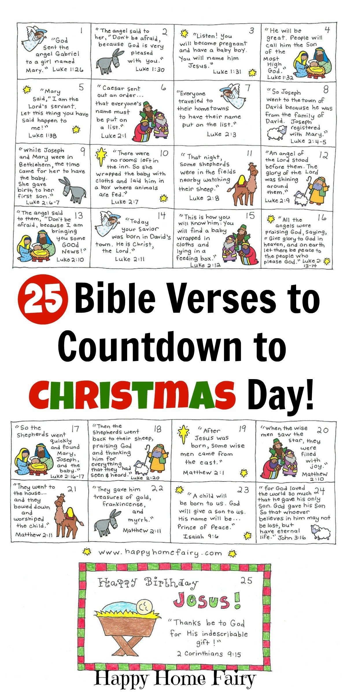 Bible Verse Advent Countdown For Kids - Free Printable | Christmas Advent Calendar Quiz Template