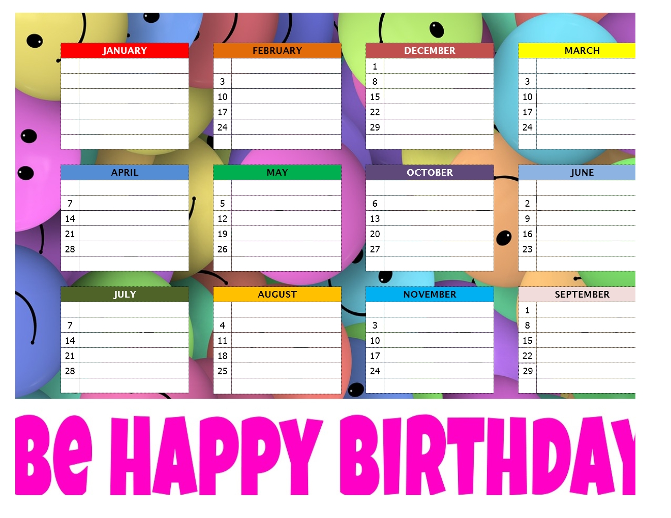 Birthday List Template Archives | Freewordtemplates Calendar List Template Word