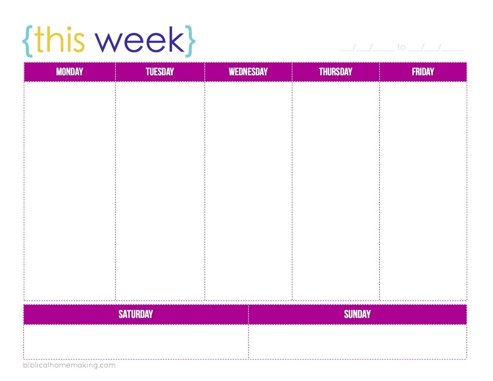 Blank 5 Day Calendar Printable | Template Calendar Printable 5 Day Calendar Template