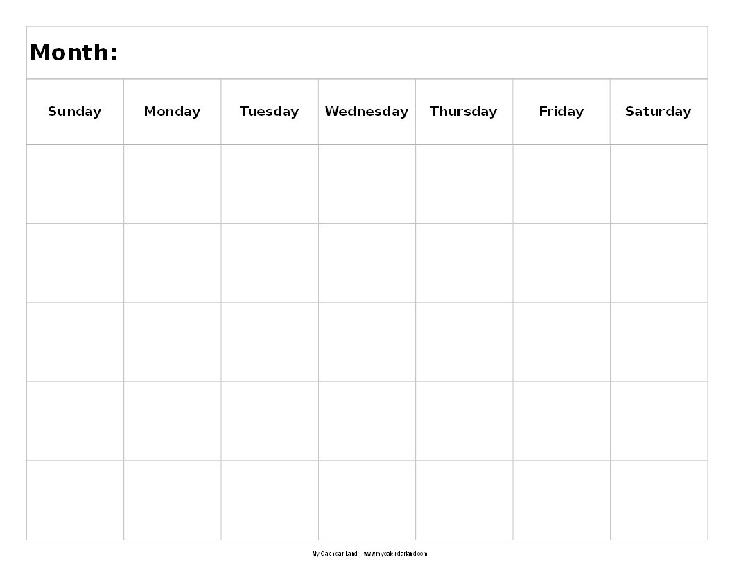 Blank 5 Week Calendar | Thekpark-Hadong Blank Calendar 5 Weeks