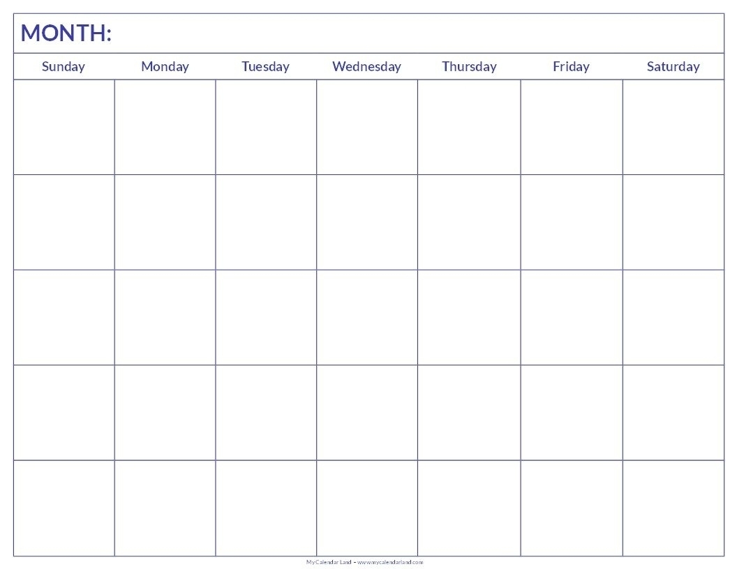 Blank Calendar 6 Weeks Start On Sunday | Blank Calendar Template Blank Calendar Template 6 Weeks