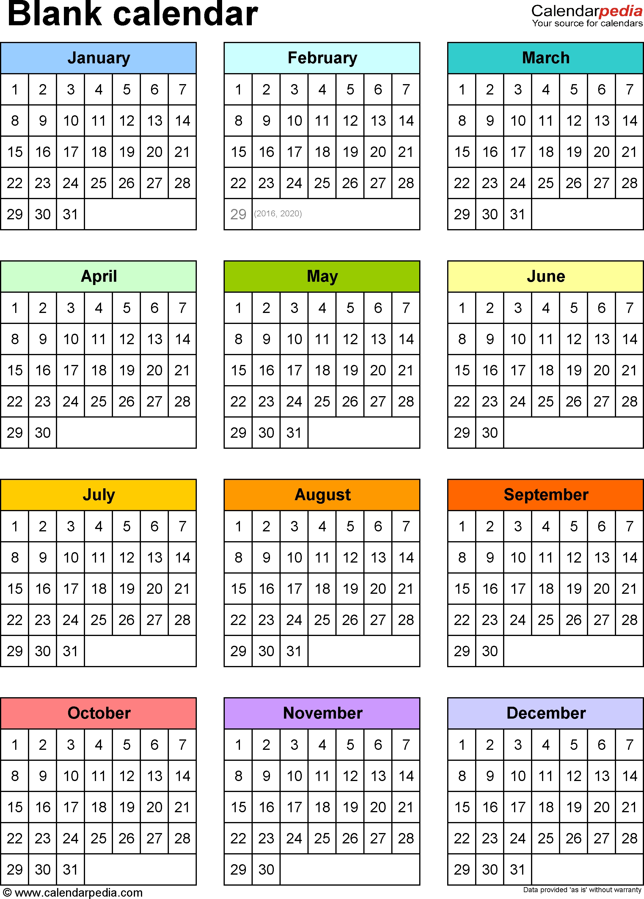 Blank Calendar - 9 Free Printable Microsoft Word Templates Months Of Year Calendar