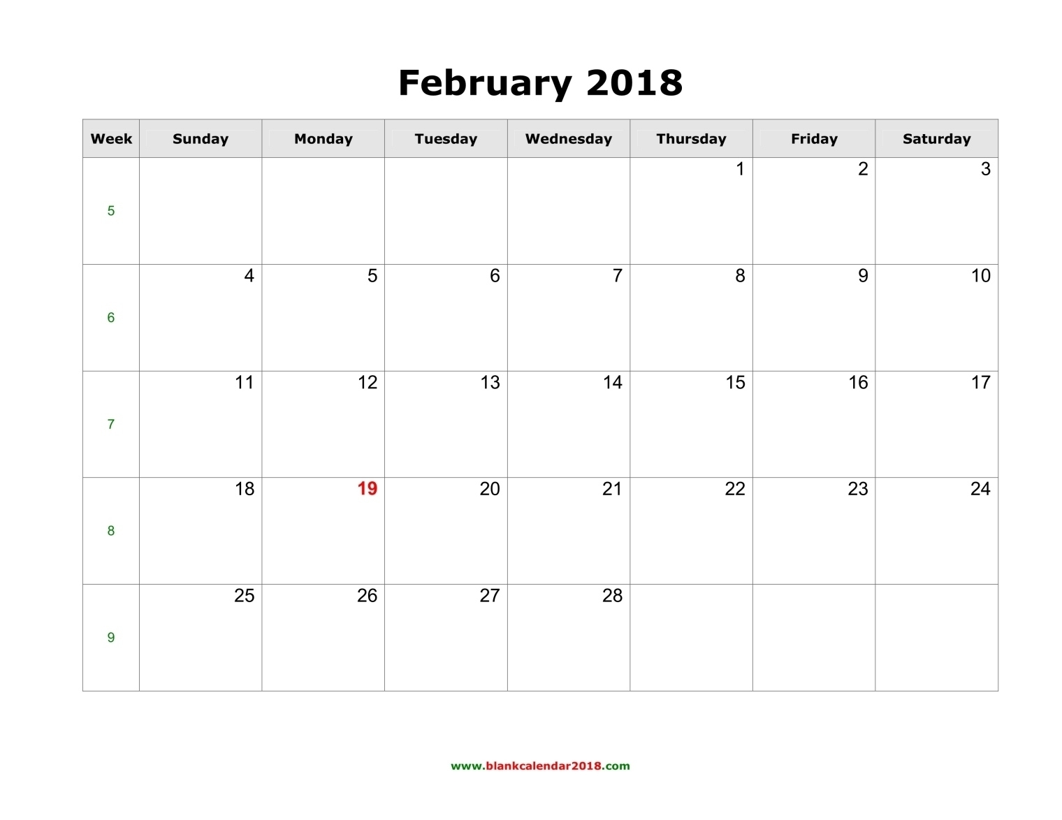 Blank Calendar For February 2018 Blank Calendar You Can Type In
