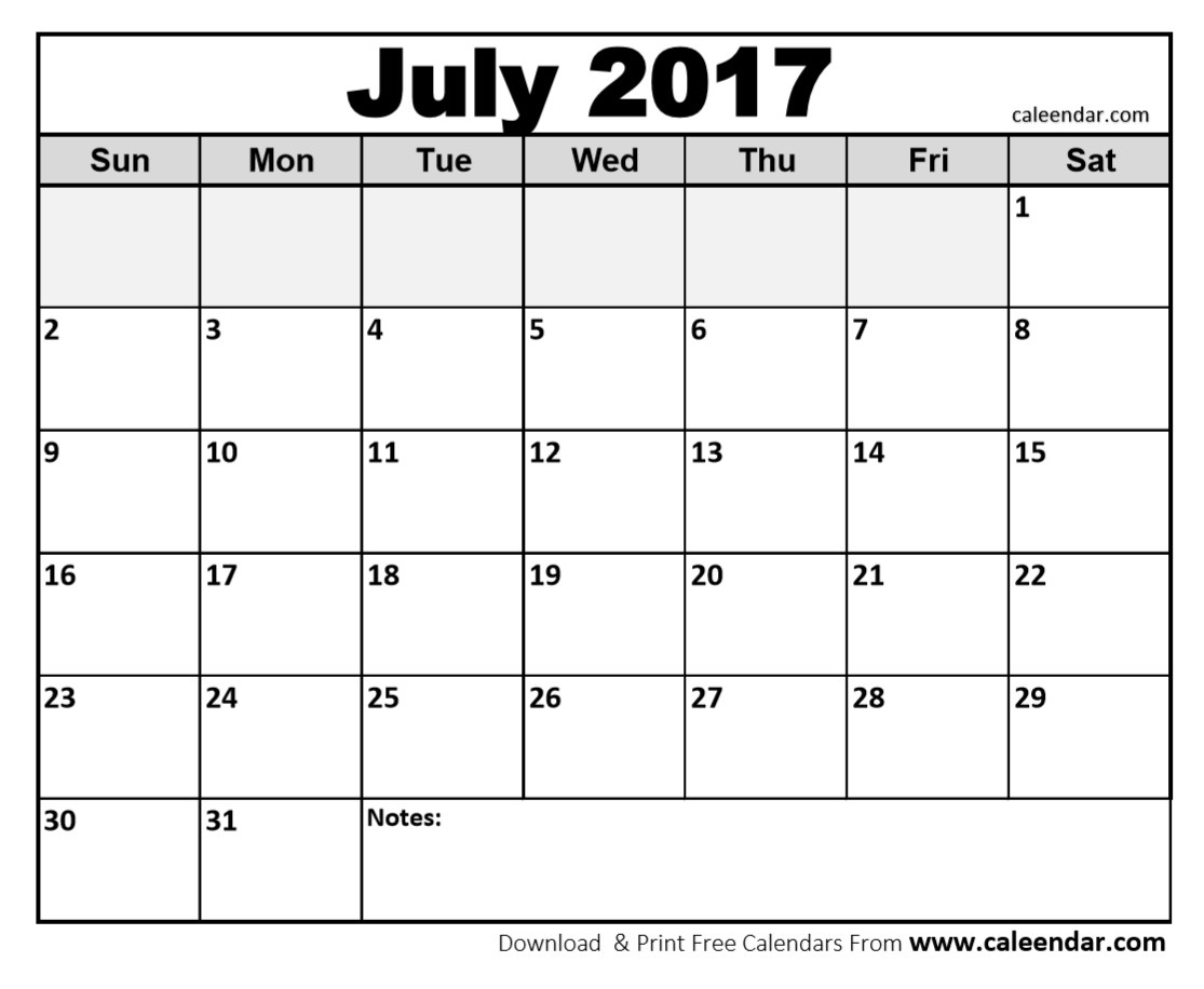 Blank Calendar July | Thegioithamdep Blank Calendar July 17