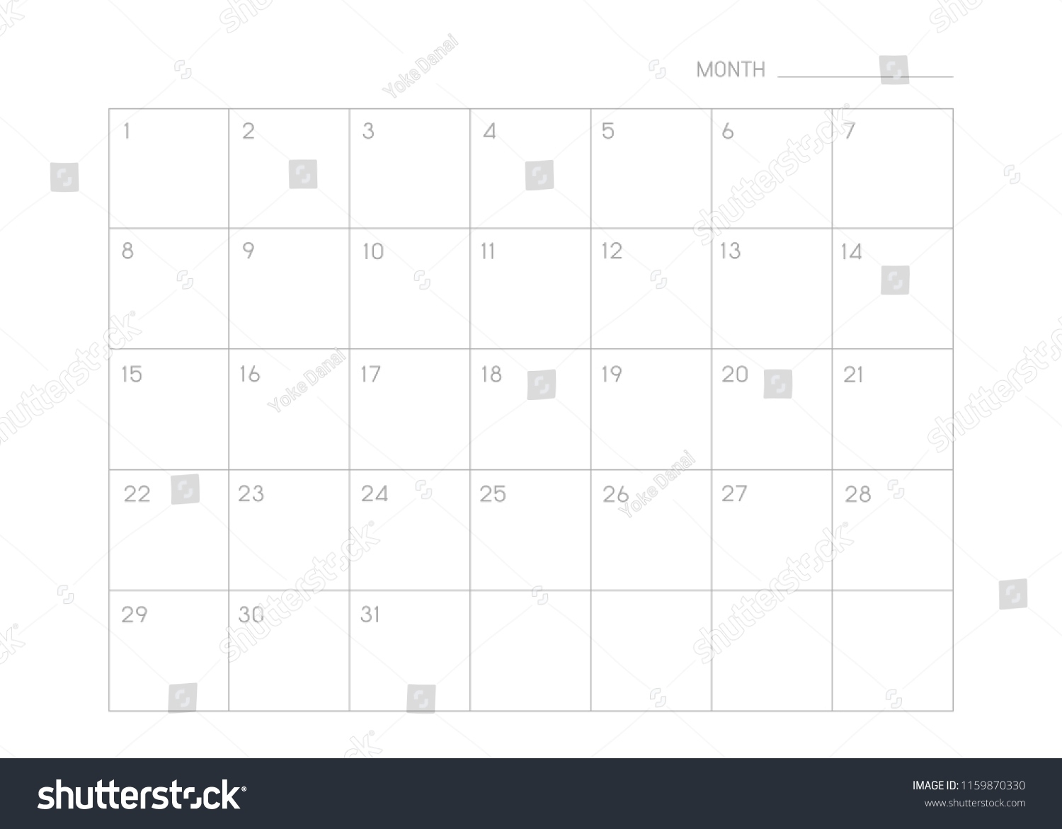 Blank Calendar Table Scheduleing Reminding Your Stock Illustration Blank Calendar Without Dates
