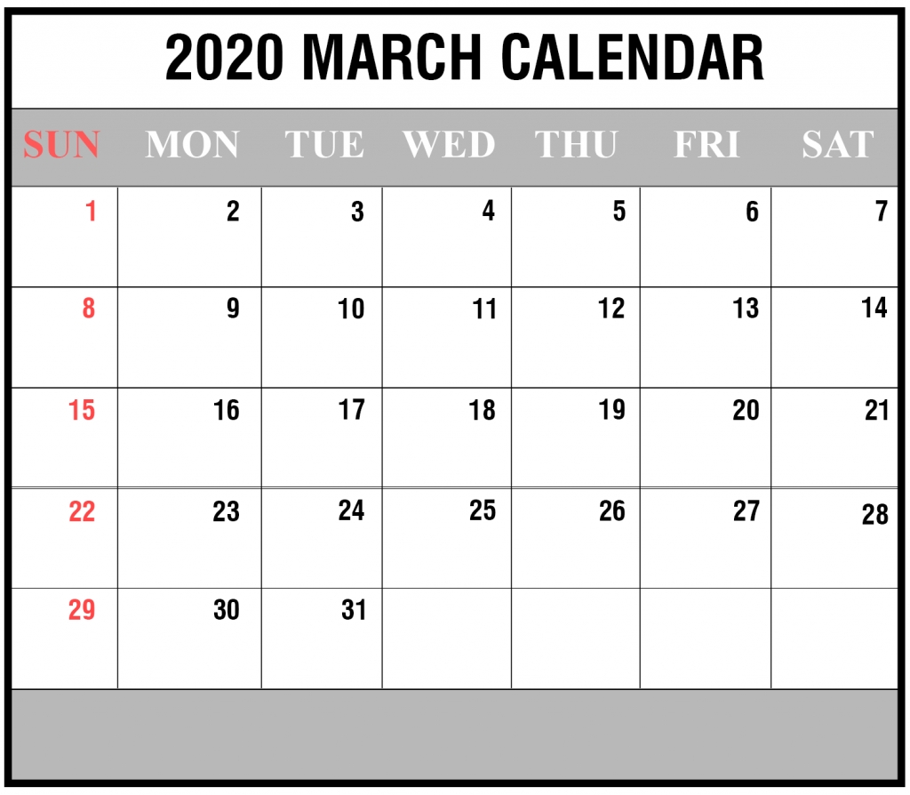 Blank March 2020 Calendar Printable In Pdf, Word, Excel | Printable 2020 Calendar Is Same As