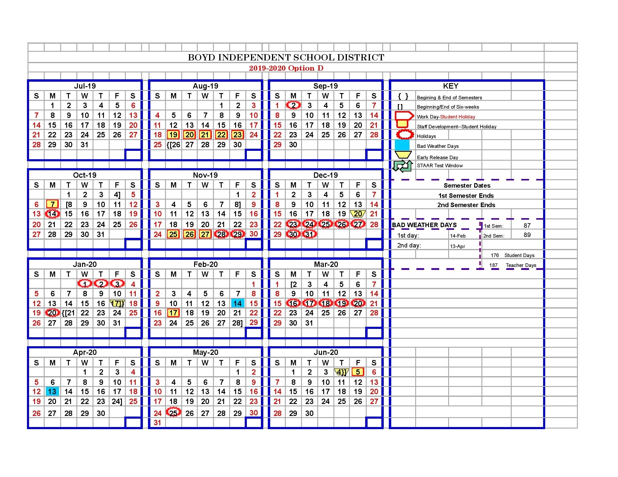 Boyd Isd School Calendar 2019-2020 Survey Incredible School Calendar District 87