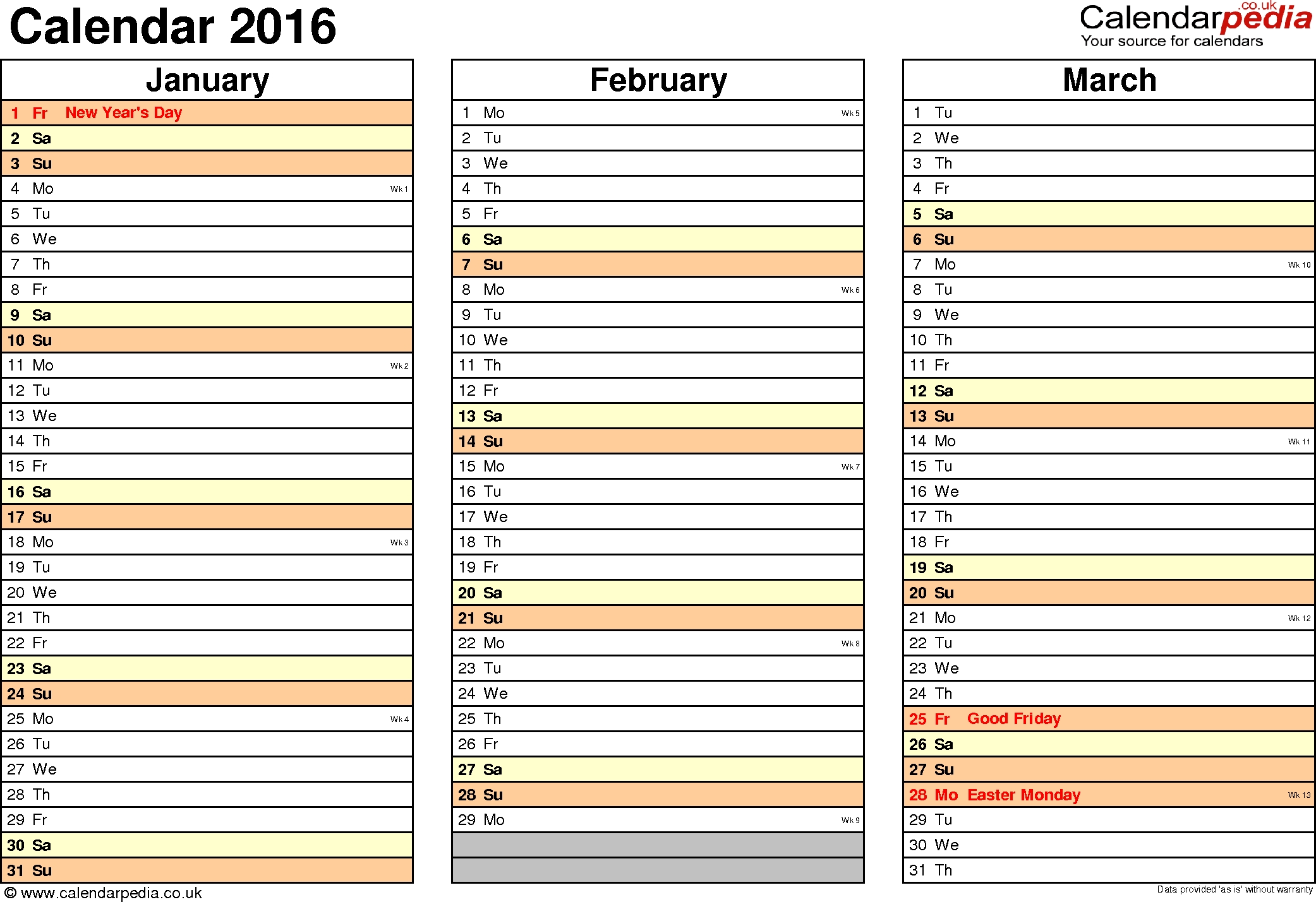 Calendar 2016 (Uk) - 16 Free Printable Word Templates 3 Month Calendar Uk