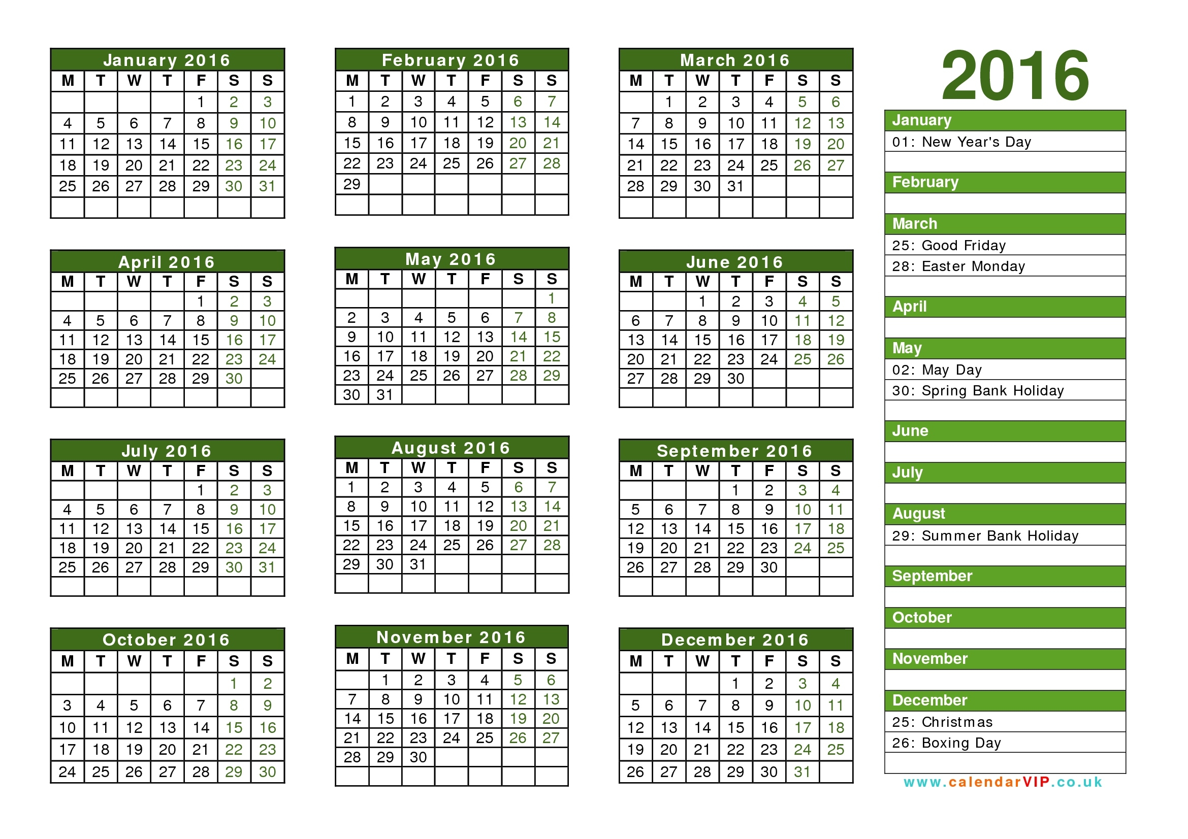 Calendar 2016 Uk - Free Yearly Calendar Templates For Uk Calendar Printing Online Uk