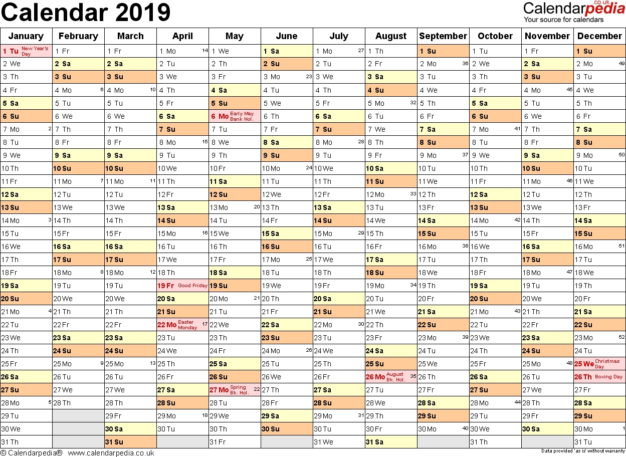 Calendar 2019 (Uk) - 16 Free Printable Pdf Templates Free Calendar Template Uk