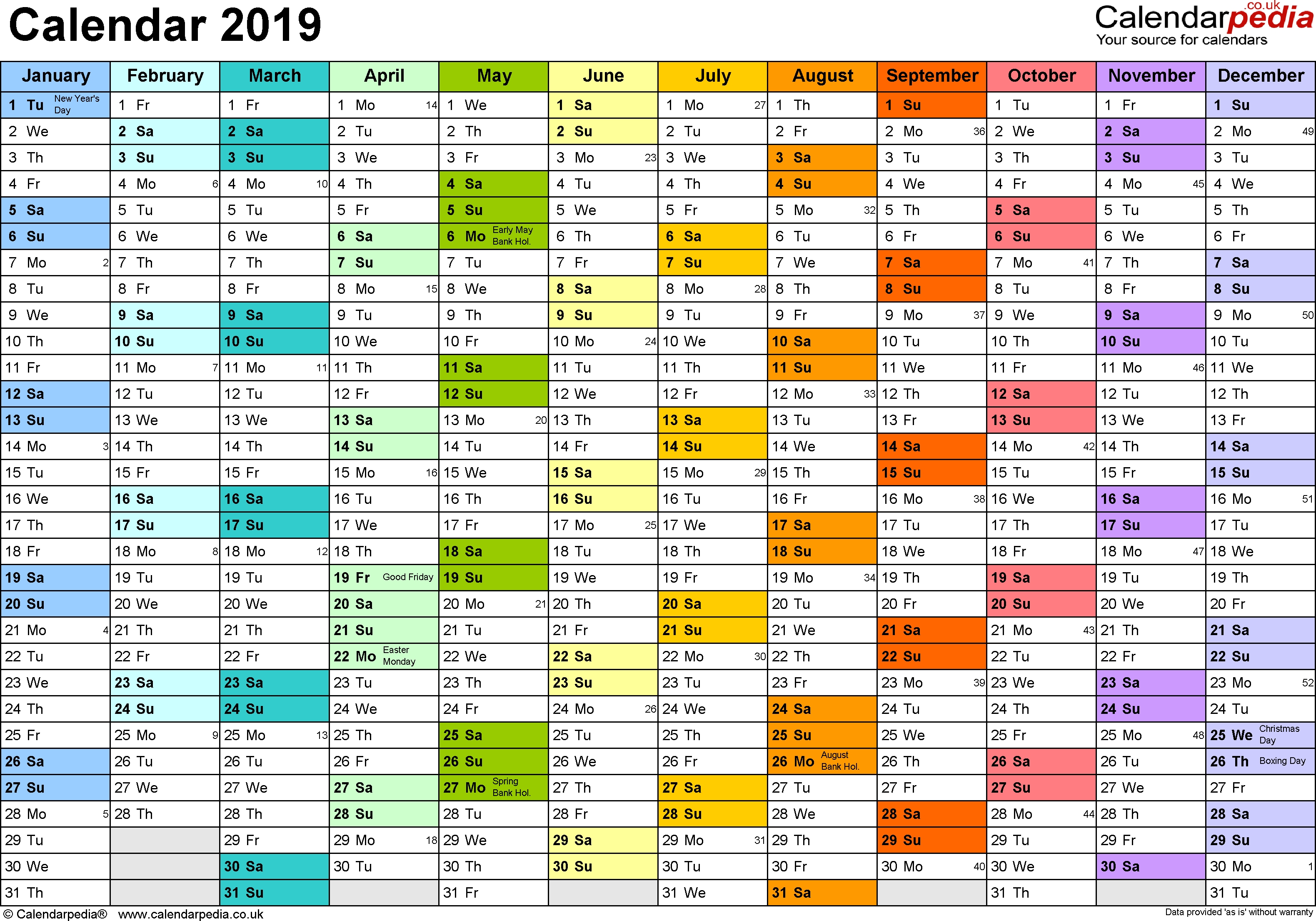 Calendar 2019 (Uk) - 16 Free Printable Pdf Templates Free Calendar Template Uk