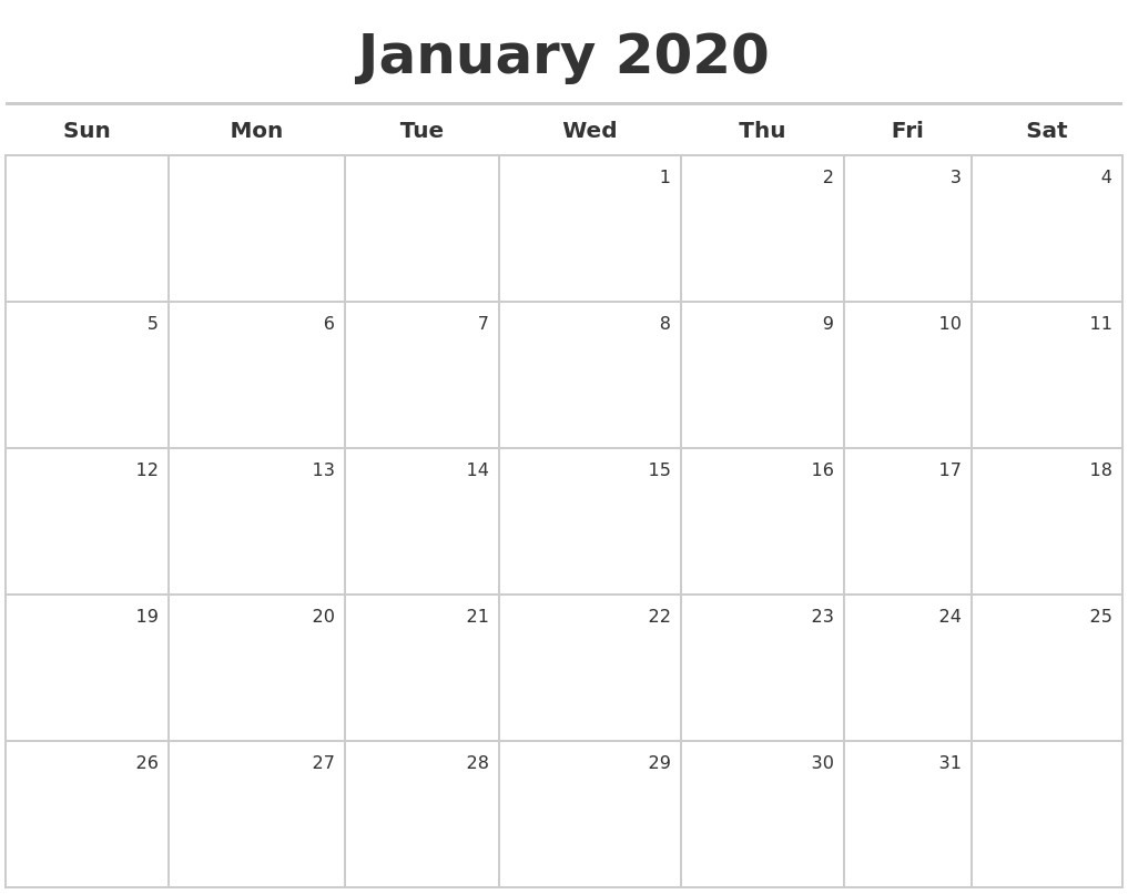 Calendar 2020 January | Lankafuntrip Perky 2020 Calendar Template Indesign