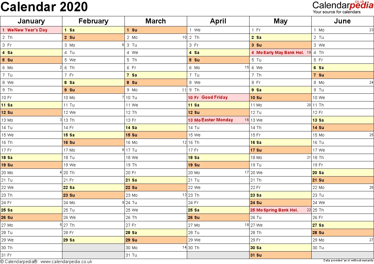 Calendar 2020 (Uk) - 16 Free Printable Pdf Templates Impressive 2020 Calendar Uk With Week Numbers