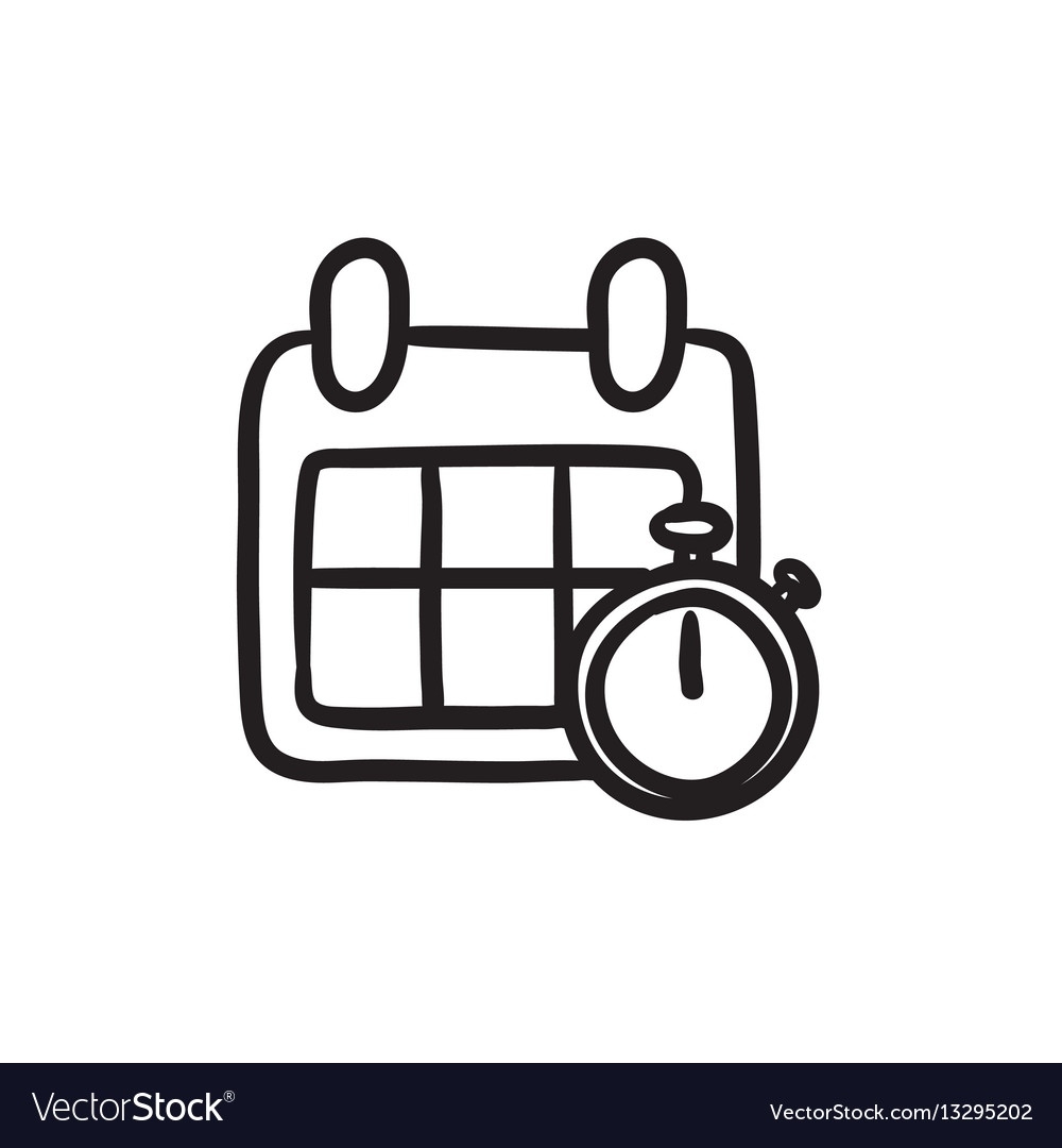 Calendar And Stopwatch Sketch Icon Royalty Free Vector Image Calendar Icon For Sketch