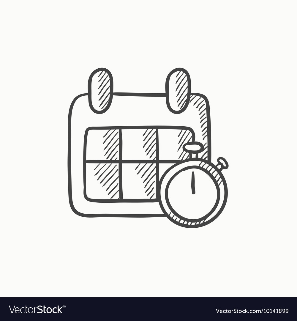 Calendar And Stopwatch Sketch Icon Royalty Free Vector Image Calendar Icon For Sketch