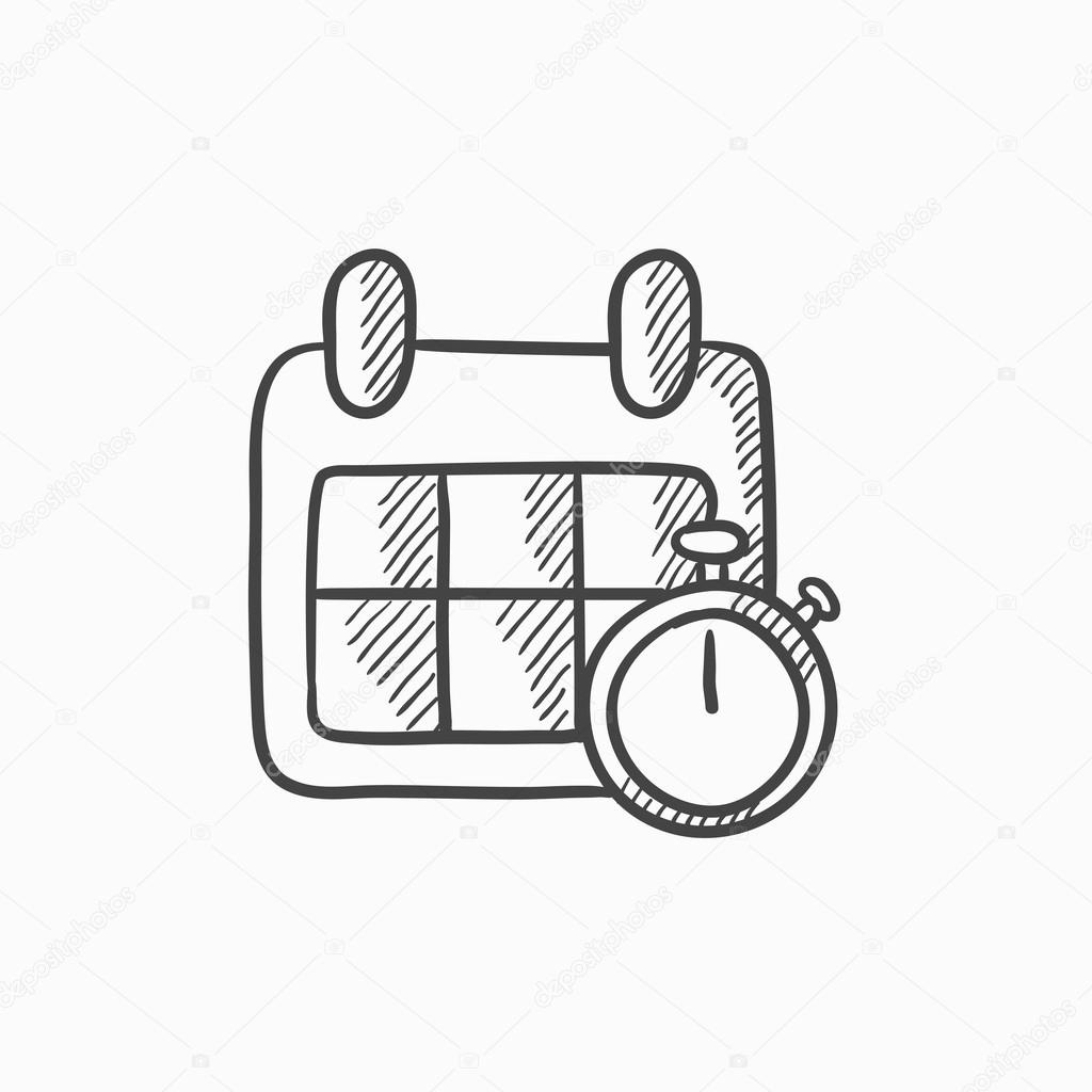 Calendar And Stopwatch Sketch Icon. — Stock Vector © Rastudio #118950368 Calendar Icon For Sketch