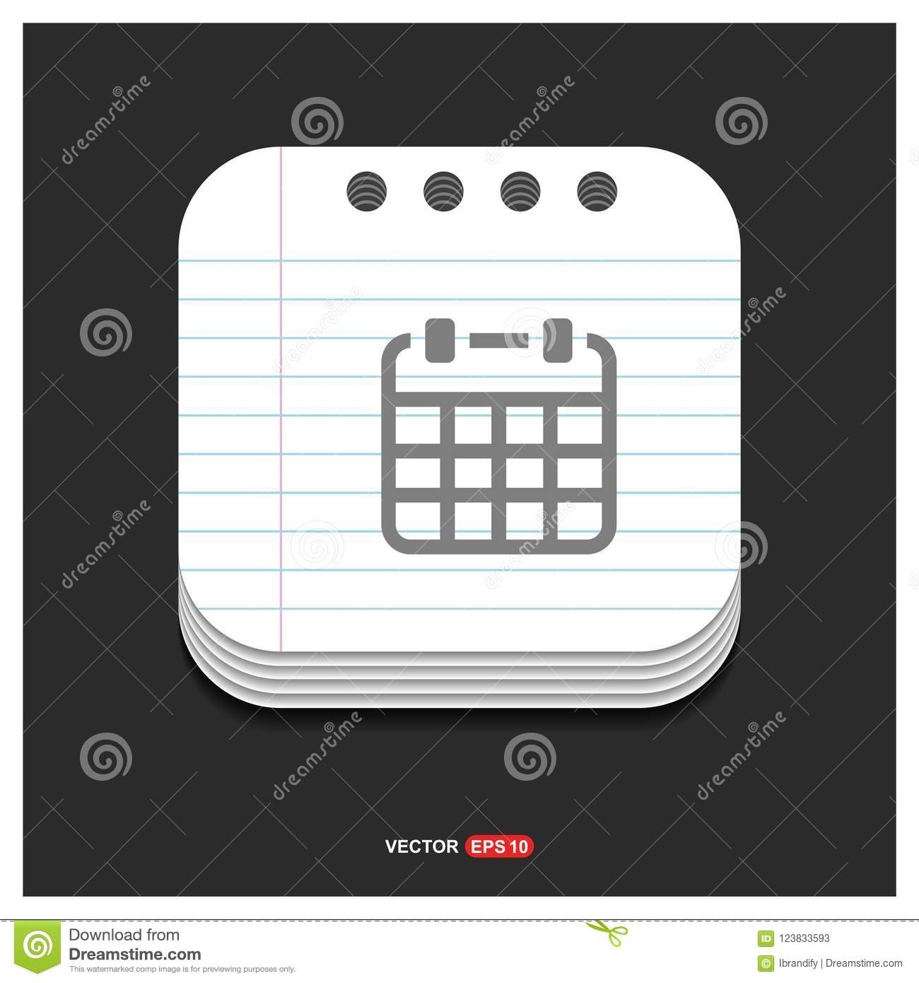 Calendar Icon Gray Icon On Notepad Style Template Vector Eps 10 Calendar Icon Eps Free