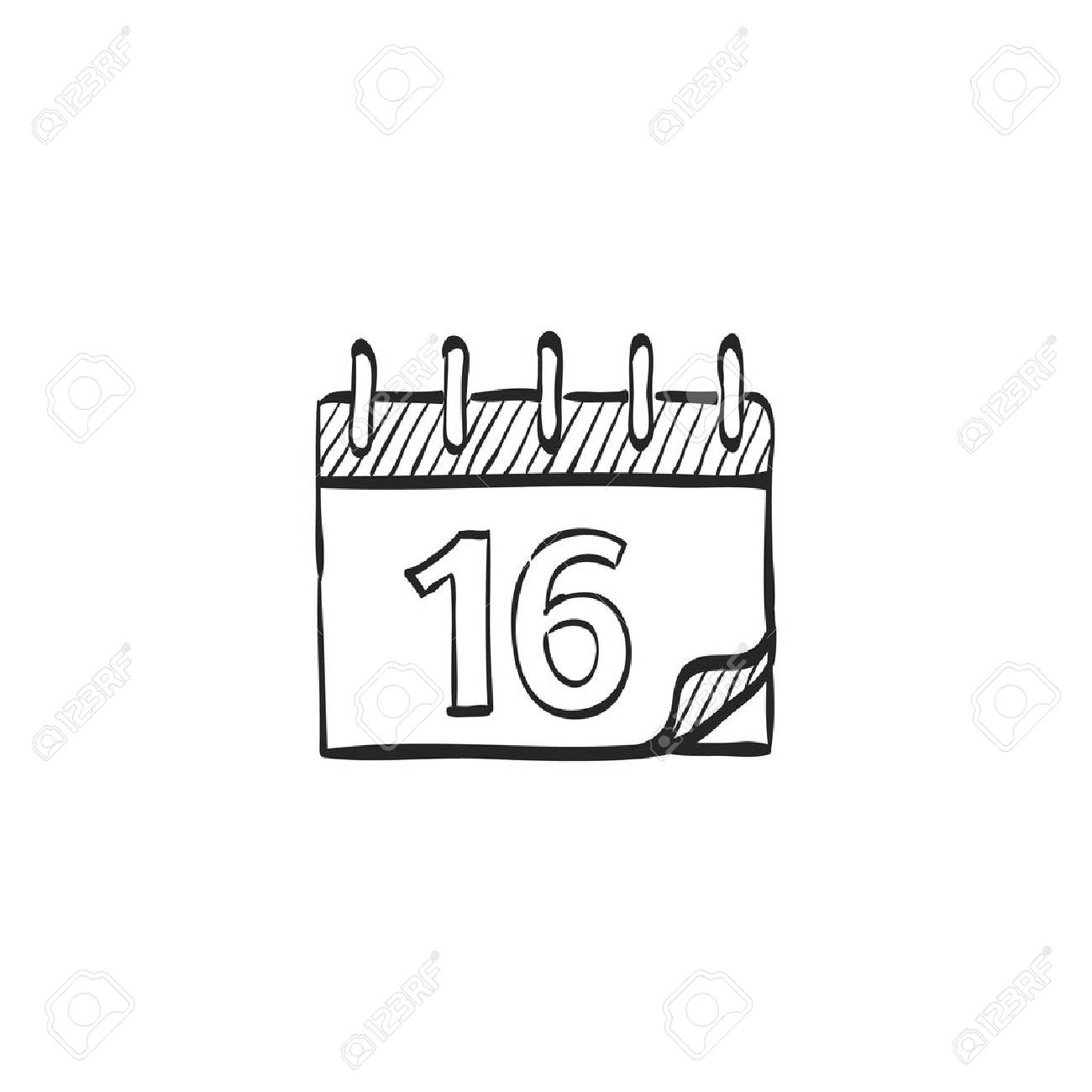 Calendar Icon In Doodle Sketch Lines. Events Organizer Reminder Calendar Icon For Sketch